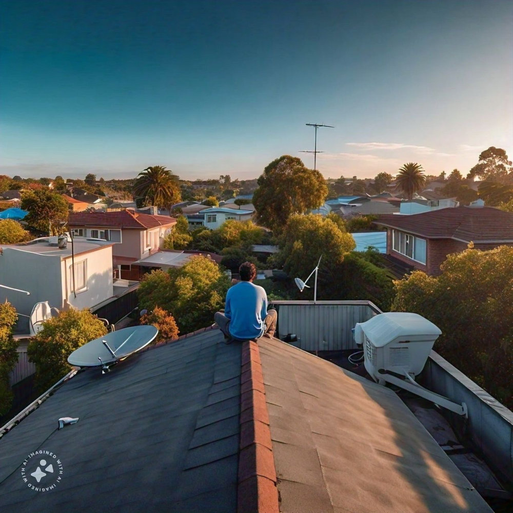 A moonlit rooftop scene under the night sky